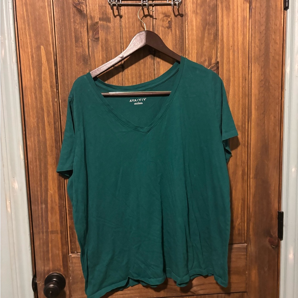 Ava & Viv Women's Teal V-Neck Short Sleeve Top